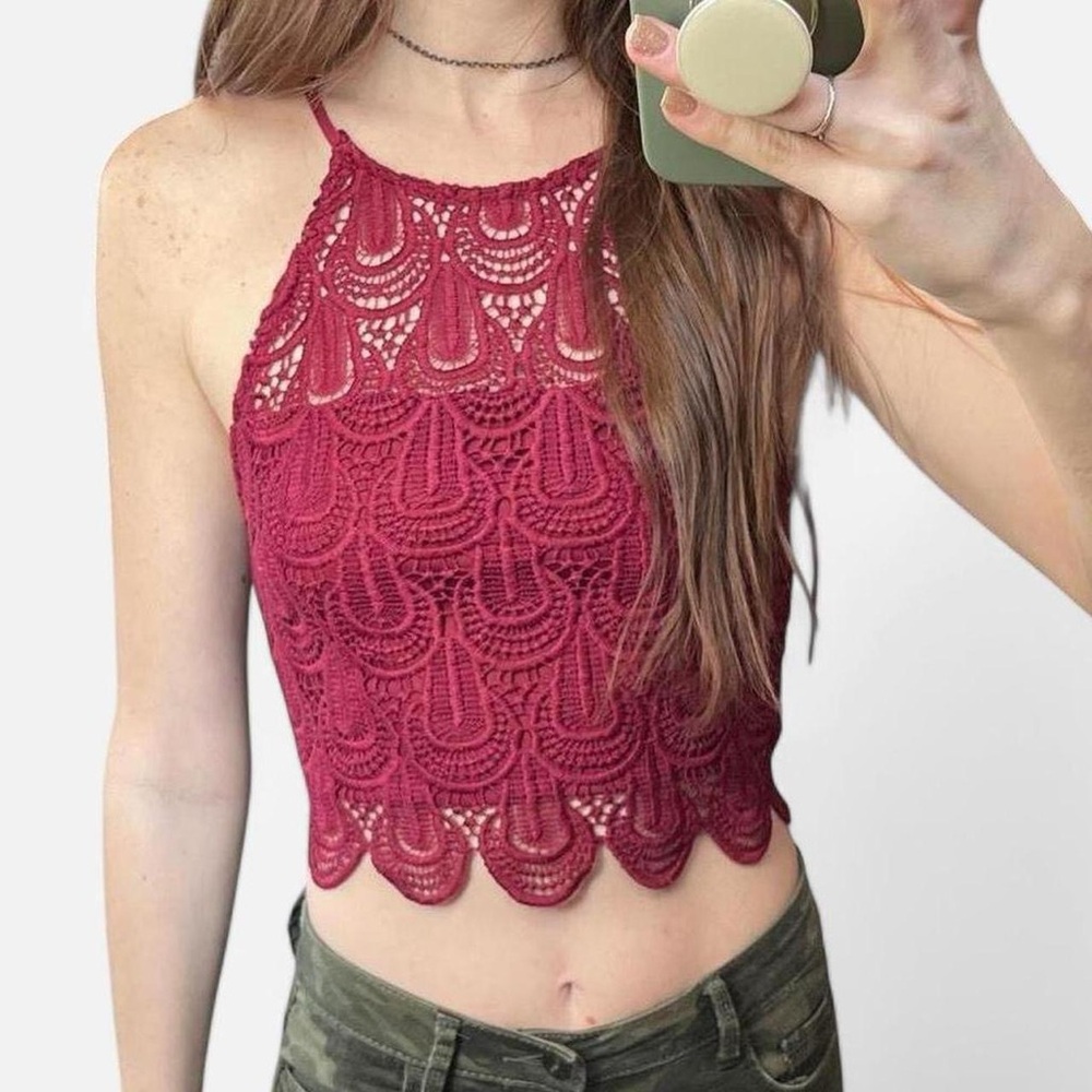 PacSun beautiful burgundy knit crop top